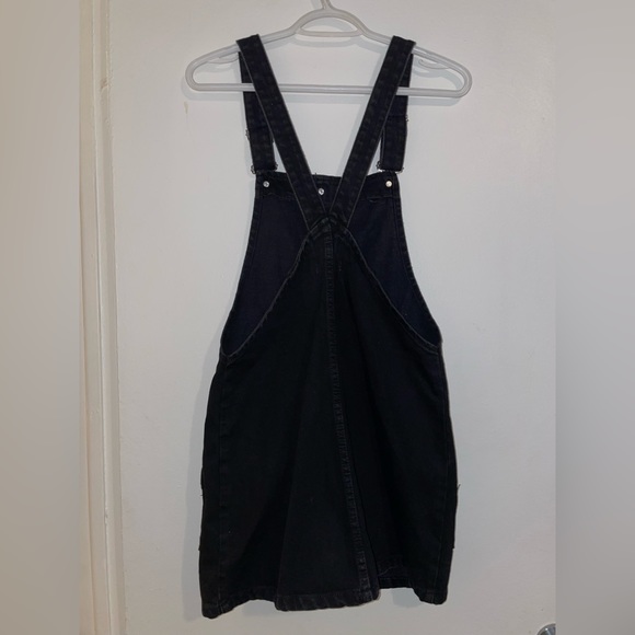 Zara Black Denim Overall Mini Skirt Dress - Picture 2 of 3